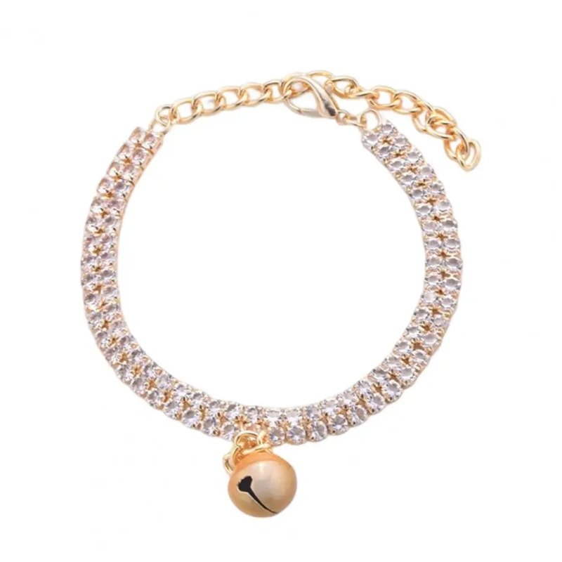 Pet Necklace Elegant Exquisite Shiny Pet Neck Circle Cat Dog Double Row Rhinestones Collar Pet Supplies