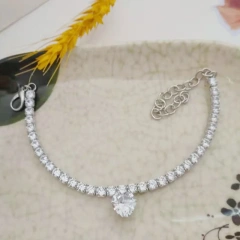 Zircon Heart Party Cat Accessories Rose Gold Silver Plated Neck Collar for Small Medium Dogs Adjustable Birthday Puppy Necklace