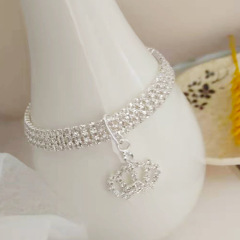 New Design Zircon Pet Dog Collars Colorized Crown Cat Necklace Puppy Adjustable Rose Golden Luxury York Dog Neck Accessories