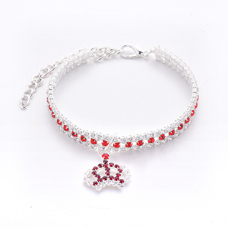 New Design Zircon Pet Dog Collars Colorized Crown Cat Necklace Puppy Adjustable Rose Golden Luxury York Dog Neck Accessories