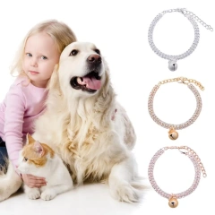 Pet Necklace Elegant Exquisite Shiny Pet Neck Circle Cat Dog Double Row Rhinestones Collar Pet Supplies