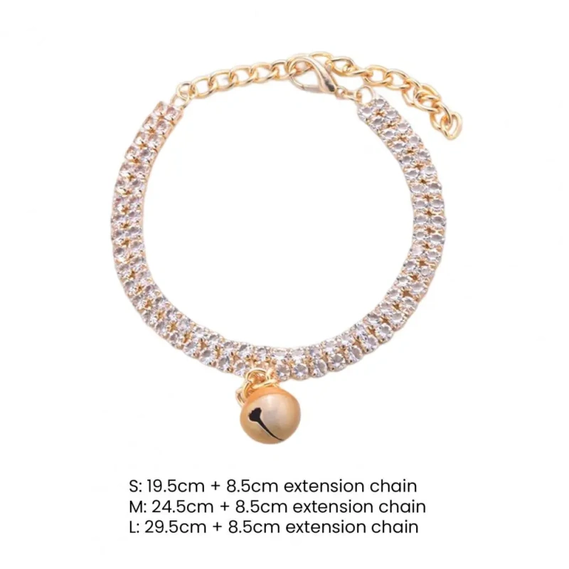 Pet Necklace Elegant Exquisite Shiny Pet Neck Circle Cat Dog Double Row Rhinestones Collar Pet Supplies
