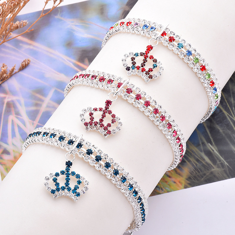 New Design Zircon Pet Dog Collars Colorized Crown Cat Necklace Puppy Adjustable Rose Golden Luxury York Dog Neck Accessories