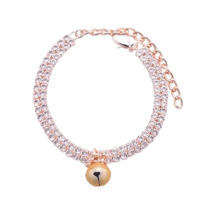 Pet Necklace Elegant Exquisite Shiny Pet Neck Circle Cat Dog Double Row Rhinestones Collar Pet Supplies