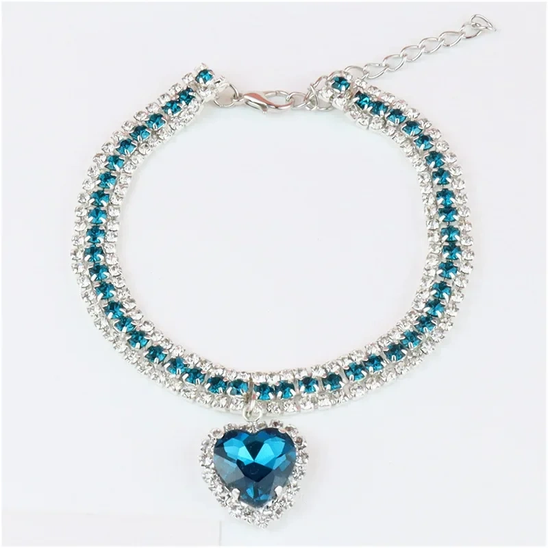 Pet Rhinestone Diamante Collar Necklace for Kitten Cute Bling  Accessories for Cat Puppy Doggy Crystal Pendant Diamond Collar