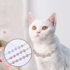 Bling Diamond Cat Necklace Fashion Luxury Shining Collars for Dog Adjustable Cats Puppy Chihuahua Wedding Pet Accessories