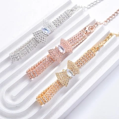 Rhinestones Cat Collar with Bling Bow Charm Shiny Crystal Pet Collar Rhinestone Adjustable Collar Necklace for Small Pet Cat Dog