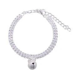 Pet Necklace Elegant Exquisite Shiny Pet Neck Circle Cat Dog Double Row Rhinestones Collar Pet Supplies