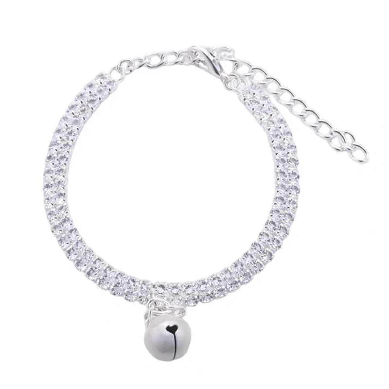 Pet Necklace Elegant Exquisite Shiny Pet Neck Circle Cat Dog Double Row Rhinestones Collar Pet Supplies