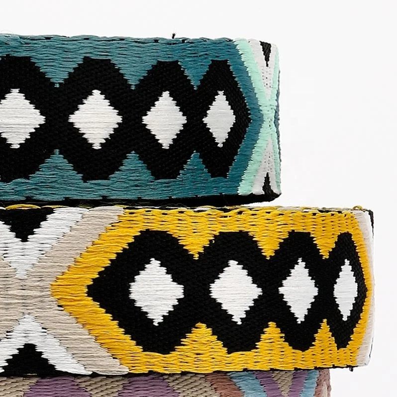 New spot ethnic polyester jacquard webbing clothing bags accessories ribbon shoulder strap national wind shoulder strap webbing