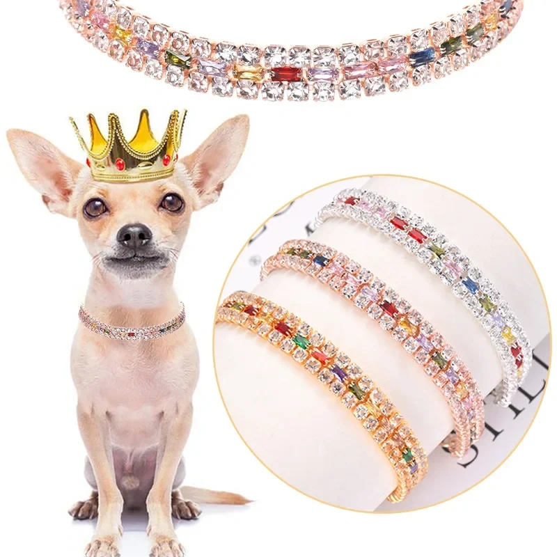 Luxury Bling Crystal Rhinestone Dog Cat Necklace Adjustable Collar For Pet Wedding Clothes Accessorie Decorative Supplies