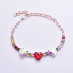 Colorful love diamond pet necklace adjustable shiny rhinestone cat Harness dog collar for puppy kitten collars Accessory
