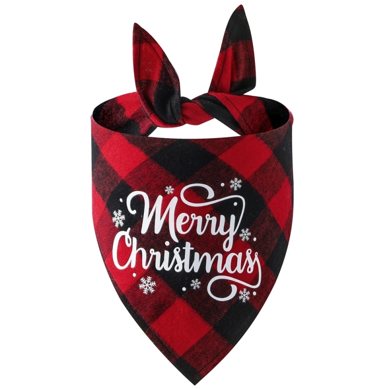 Dog Bandana Christmas New Year Classic Buffalo Plaid Pet Scarf Triangle Bibs Kerchief for Small Medium Large Dogs Pets Bandanas