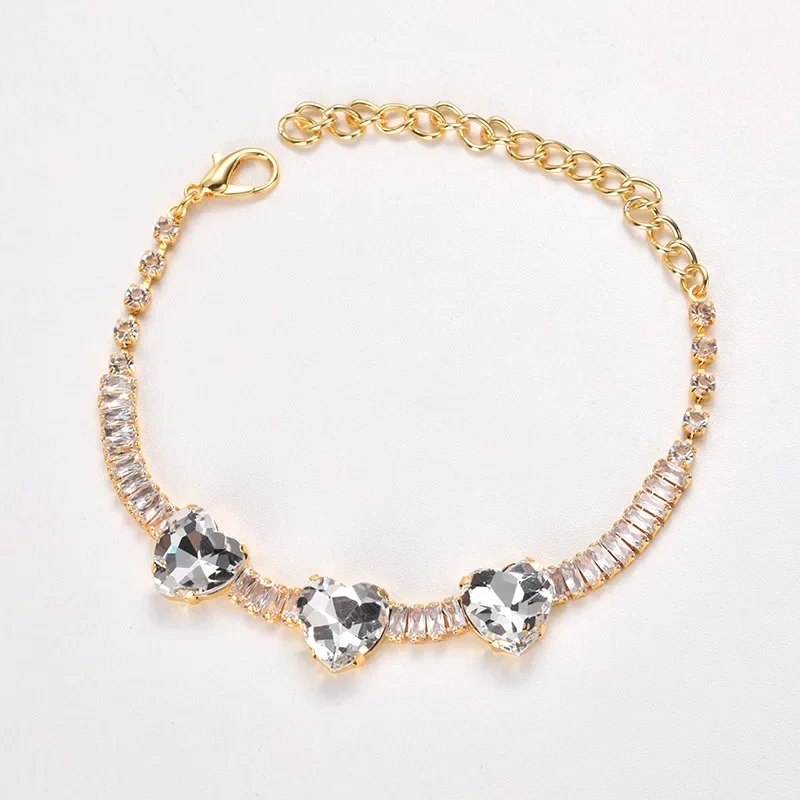 Colorful love diamond pet necklace adjustable shiny rhinestone cat Harness dog collar for puppy kitten collars Accessory