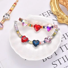 Colorful love diamond pet necklace adjustable shiny rhinestone cat Harness dog collar for puppy kitten collars Accessory