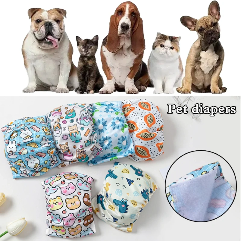 Dog Shorts Adjusting Physiological Pants Pet Underwear Pet Physiological Pants Clean Cute Printing Dog Puppy Reusable Sanitary