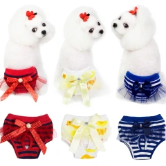 Washable Dogs Diaper Sanitary Pants Bow Tie Decor Cotton Pet Physiological Dog Menstruation Underwear Puppy Shorts Dogs Supplies