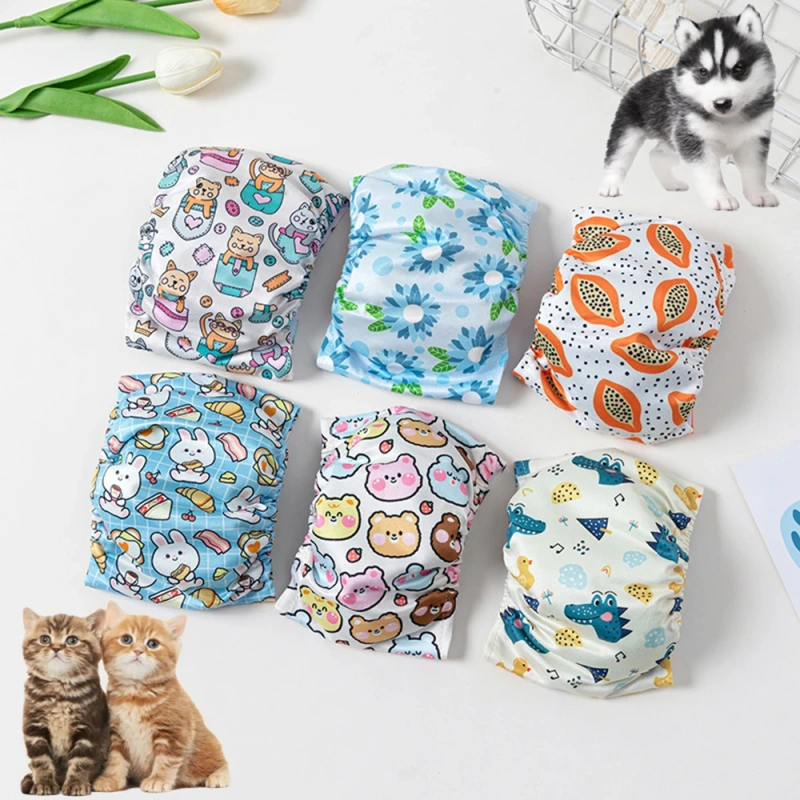 Dog Shorts Adjusting Physiological Pants Pet Underwear Pet Physiological Pants Clean Cute Printing Dog Puppy Reusable Sanitary