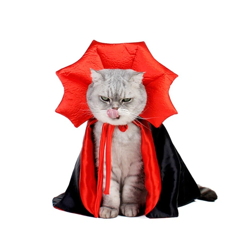 Halloween Cat Cosplay Costume Indoor Kitten Horn Cape House Party Puppy Stuff Holiday Pet Vampire Character Costumes Pets Cape