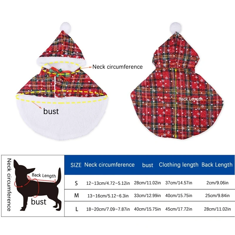 Christmas Pet Cape Cloak Costume Dog Cat Outfit Red Cute Warm Soft Cat Clothes for Small Medium Sized Puppy Dog Cat New Year