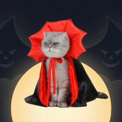 Halloween Cat Cosplay Costume Indoor Kitten Horn Cape House Party Puppy Stuff Holiday Pet Vampire Character Costumes Pets Cape
