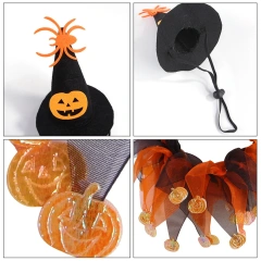1 Set Halloween Cat Costumes Pumpkin Cute Cat Hat Scarf Clothes for Small Dogs Pet Cosplay Prop