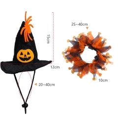 1 Set Halloween Cat Costumes Pumpkin Cute Cat Hat Scarf Clothes for Small Dogs Pet Cosplay Prop