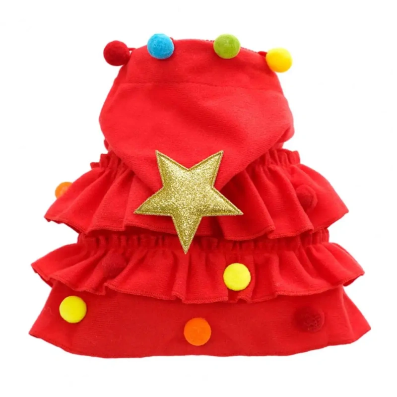 Pet Christmas Cloak Cosplay Costume Plush Ball Star Decor New Year Dog Cat Photo Prop Winter Fall Pet Clothes Holiday Cape Shawl