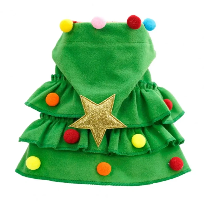 Pet Christmas Cloak Cosplay Costume Plush Ball Star Decor New Year Dog Cat Photo Prop Winter Fall Pet Clothes Holiday Cape Shawl