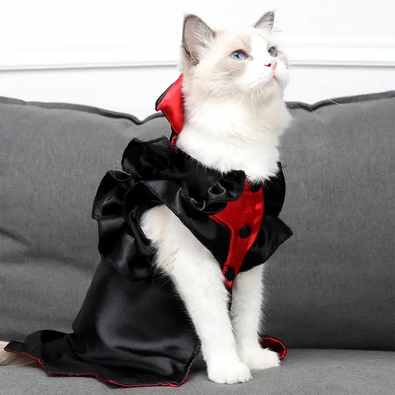 Cat Halloween Cape Cat Costume Funny Vampire Cosplay Novelty Kitten Clothes For Halloween Christmas Cute Scary Spooky Pet Costum