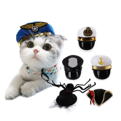 Christmas Pet Hat Captain Pirate Hat for Dog Dress Up Supplies Lovely Halloween Carnival Clothes Pet Accessory