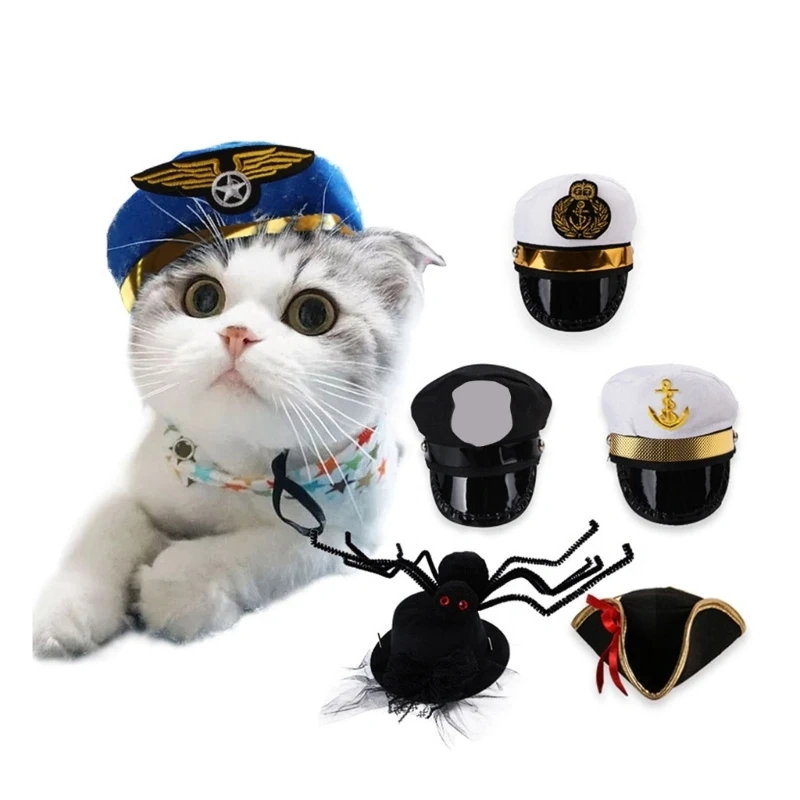 Christmas Pet Hat Captain Pirate Hat for Dog Dress Up Supplies Lovely Halloween Carnival Clothes Pet Accessory