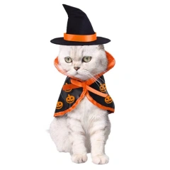 Halloween Cute Cat Costume Pet Apparel Magic Cloak with Hat Cat Dog Christmas Cat Cosplay Decor Cat Costume Festive Pet Supplies