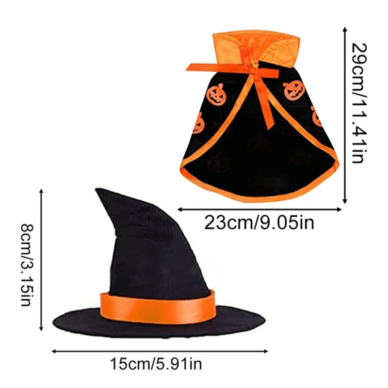 Halloween Cute Cat Costume Pet Apparel Magic Cloak with Hat Cat Dog Christmas Cat Cosplay Decor Cat Costume Festive Pet Supplies