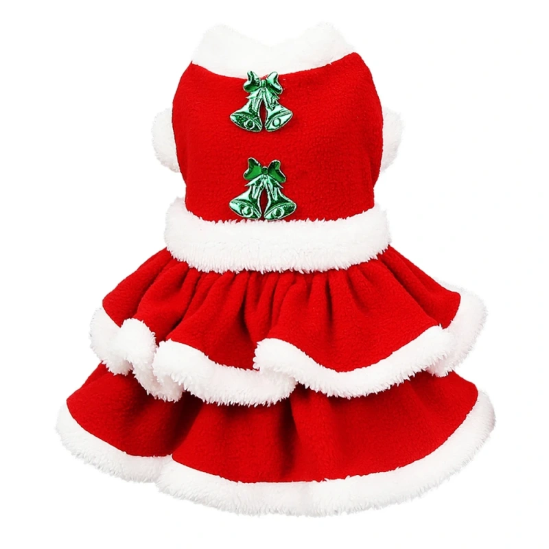 Christmas Dresses for Pet Dog Autumn Winter Puppy Warm Clothing Skirt Cat Dresses Cosplay Christmas Clothes for Small Dog