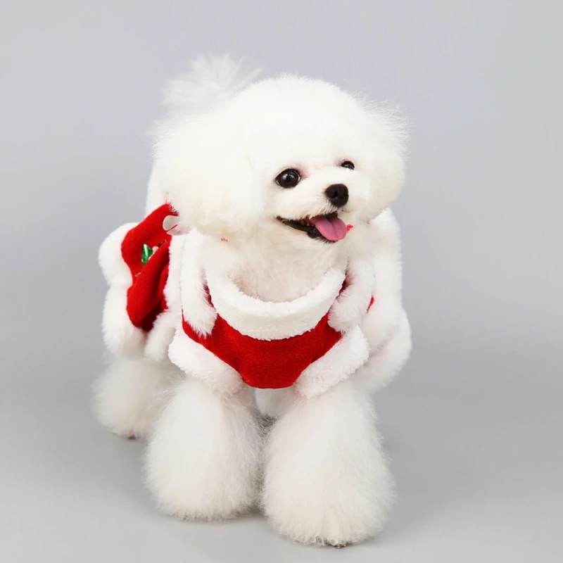 Christmas Dresses for Pet Dog Autumn Winter Puppy Warm Clothing Skirt Cat Dresses Cosplay Christmas Clothes for Small Dog