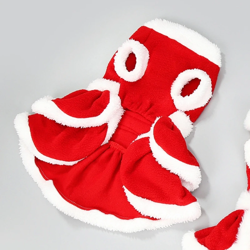 Christmas Dresses for Pet Dog Autumn Winter Puppy Warm Clothing Skirt Cat Dresses Cosplay Christmas Clothes for Small Dog