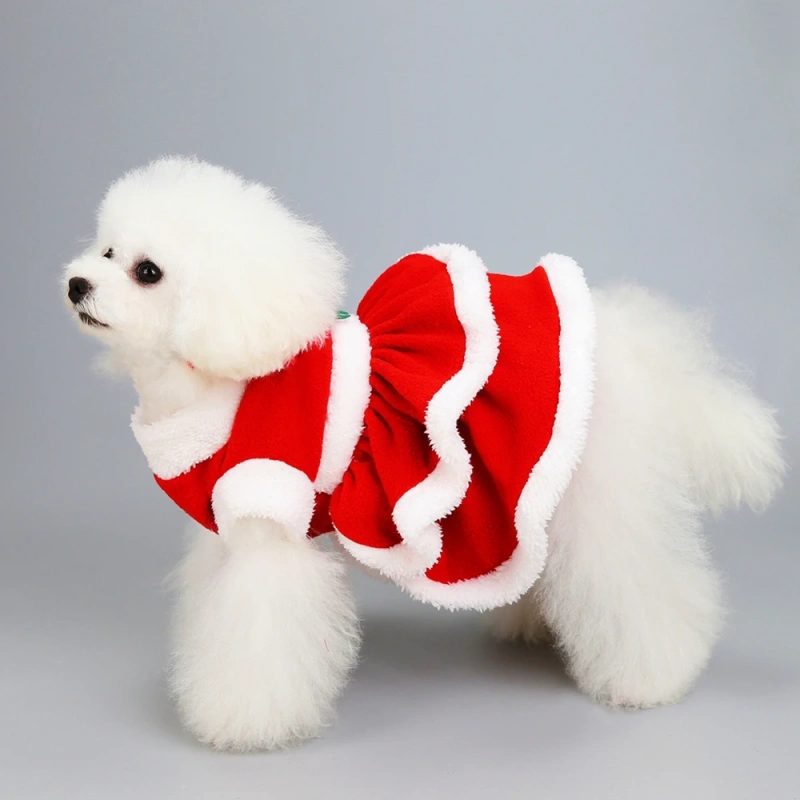 Christmas Dresses for Pet Dog Autumn Winter Puppy Warm Clothing Skirt Cat Dresses Cosplay Christmas Clothes for Small Dog
