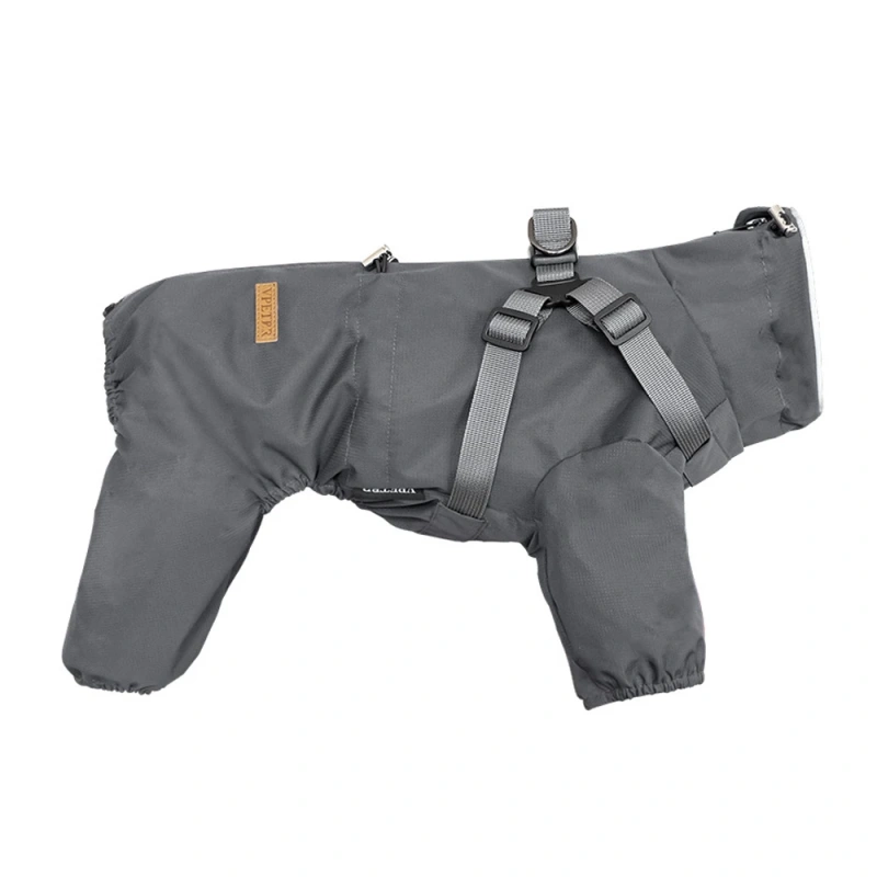 Dog Raincoat with Harness Waterproof Pet Rain Jacket for Small Dogs Adjustable Reflective Dog Rain Overalls with 4 Legs