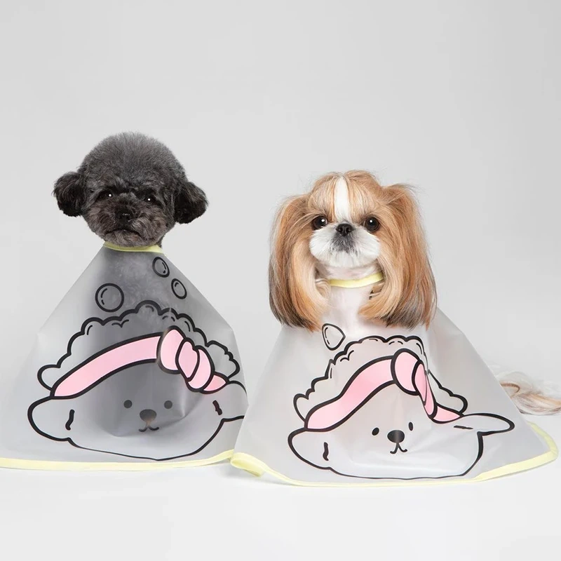 Pets Dogs Clothes Cloak Haircut Cloak Jacket For Dogs Cats Tear Stain Facial Care Waterproof Raincoat Cape Cloth Pet Supplies