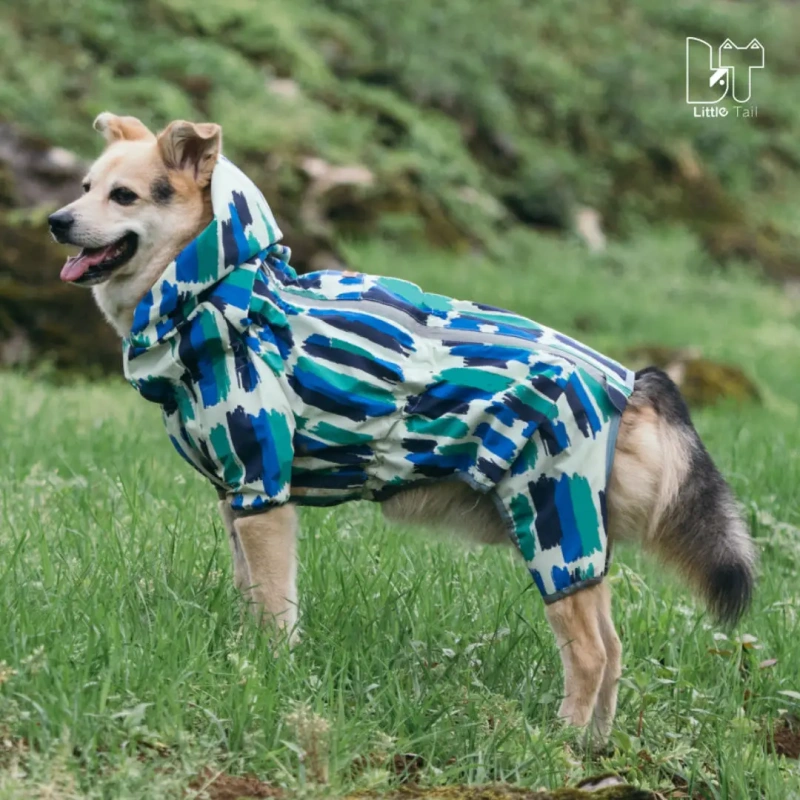 Waterproof Dog Raincoat Full Body-Covered Pet Rain Coat with Cuttable Belly Full Prints Outdoor Rain Jacket for Medium Large Dog