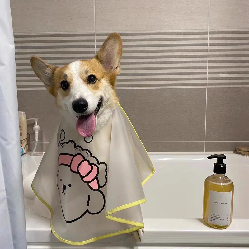 Pets Dogs Clothes Cloak Haircut Cloak Jacket For Dogs Cats Tear Stain Facial Care Waterproof Raincoat Cape Cloth Pet Supplies