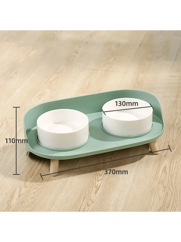 Food Feeders Pet Cat Double Bowls Feeder Adjustable Height Cats Dogs Drinker Water Bowl Dish Elevated Feeding Kitten Supplies