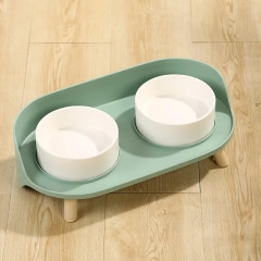 Food Feeders Pet Cat Double Bowls Feeder Adjustable Height Cats Dogs Drinker Water Bowl Dish Elevated Feeding Kitten Supplies