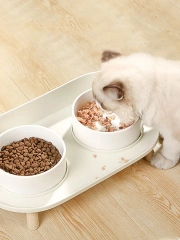 Food Feeders Pet Cat Double Bowls Feeder Adjustable Height Cats Dogs Drinker Water Bowl Dish Elevated Feeding Kitten Supplies