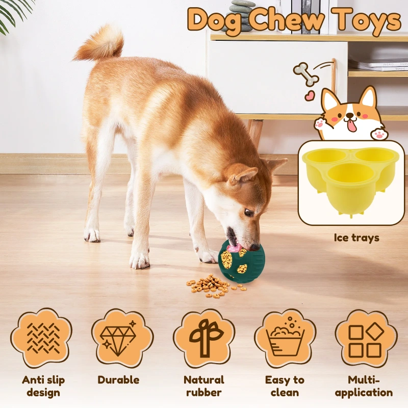 2Pcs/Set Dog Pupsicle Silicone Slow Food Ball Bite Resistant Slow Food Ball Safe Slow Food Ball Help Grinding Teeth for Pets