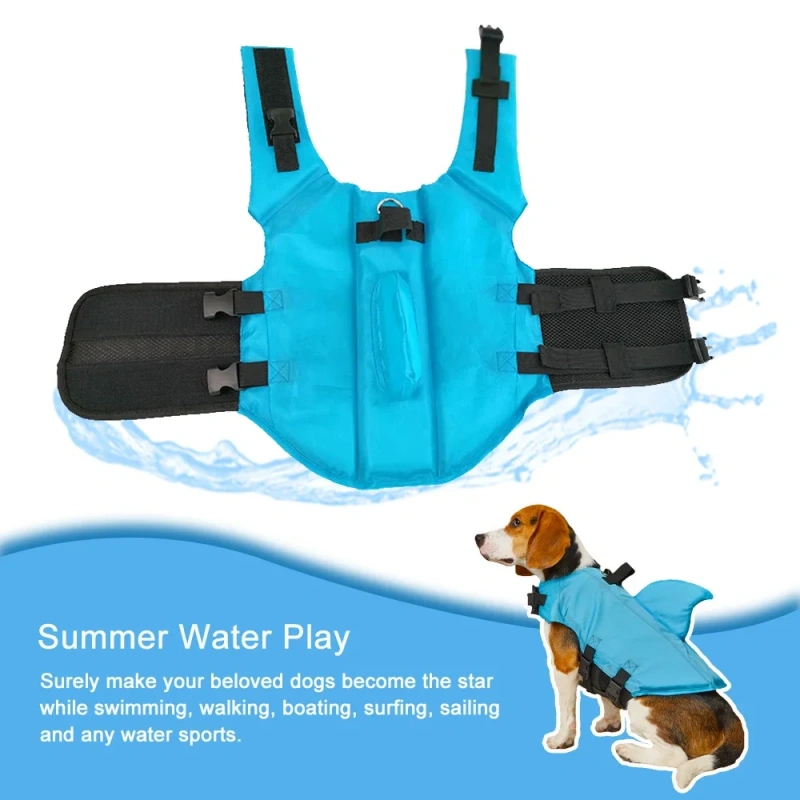 Shark Fin Dog Life Jacket Enhanced Buoyancy Small Dogs Swimming Clothes Safety Vest with Handle for Dogs Surfing