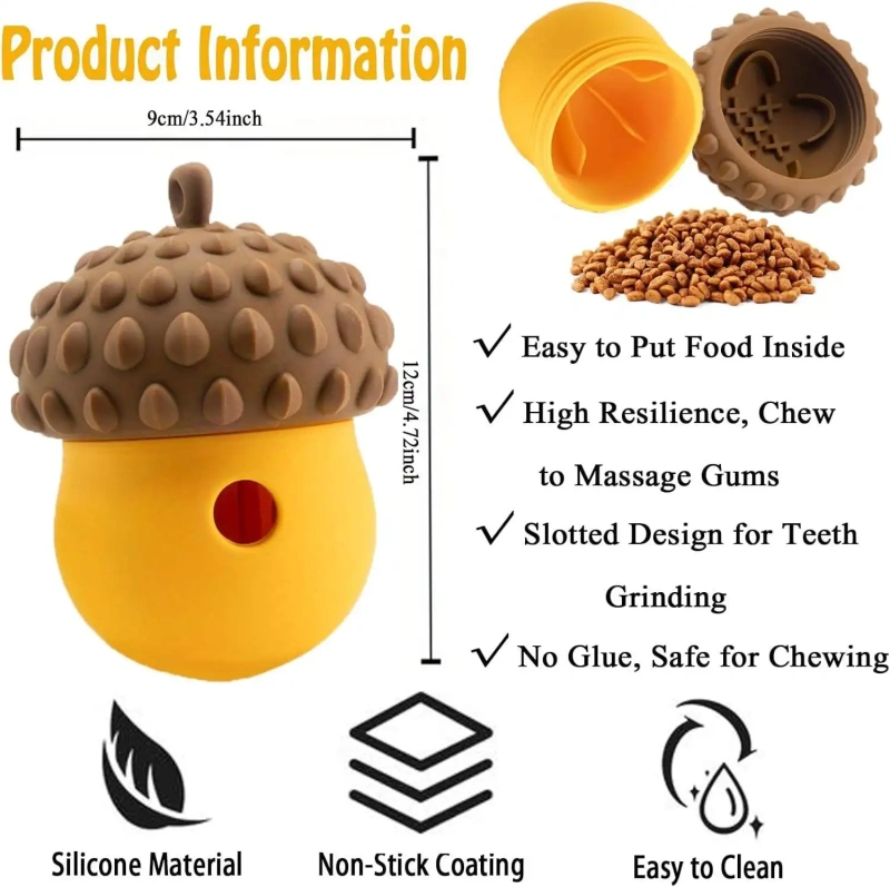 Silicone Dog Food Leaking Ball Rubber Nuts Shaped Food Leaking Toy Interactive Training Toy Durable Eco-friendly Food Dispenser
