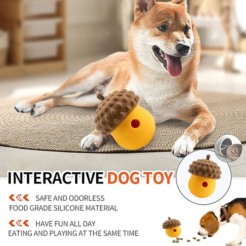 Silicone Dog Food Leaking Ball Rubber Nuts Shaped Food Leaking Toy Interactive Training Toy Durable Eco-friendly Food Dispenser