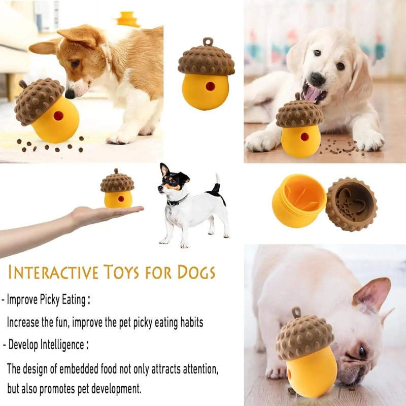 Silicone Dog Food Leaking Ball Rubber Nuts Shaped Food Leaking Toy Interactive Training Toy Durable Eco-friendly Food Dispenser